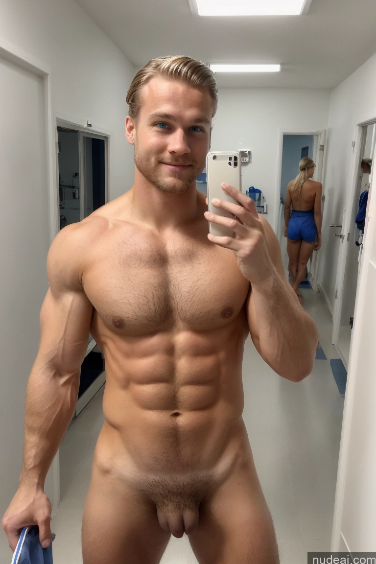 ai nude image of arafed man taking a selfie in a mirror in a bathroom pics of Hairy Women Pubic Hair Muscular Scandinavian Hospital Athlete Small Tits Several Mirror Selfie