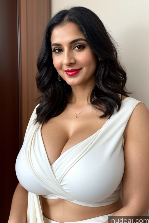 related ai porn images free for Woman One Huge Boobs Beautiful Lipstick Fairer Skin 40s Black Hair Slicked White Close-up View Sari Cleavage Simple