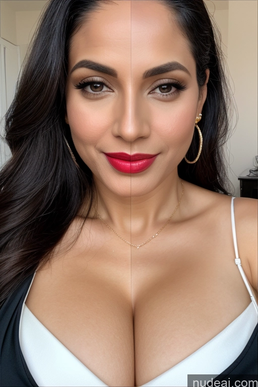 related ai porn images free for Woman One Huge Boobs Beautiful Lipstick Fairer Skin 40s Black Hair Slicked White Close-up View Sari Cleavage Simple