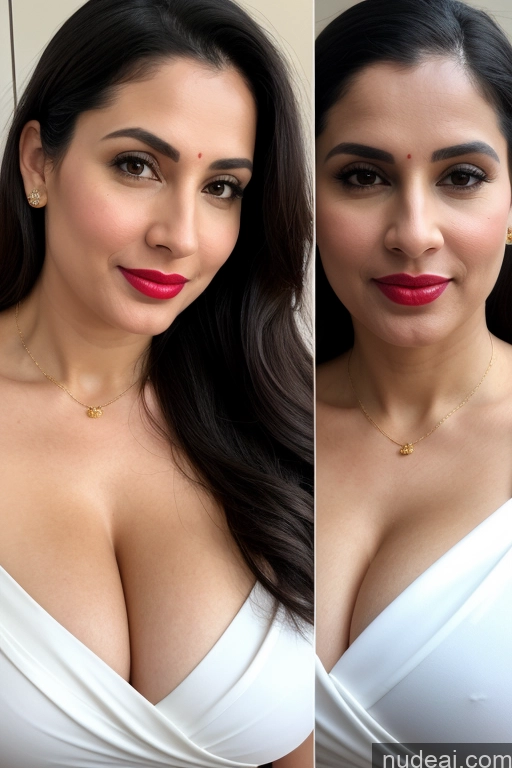 related ai porn images free for Woman One Huge Boobs Beautiful Lipstick Fairer Skin 40s Black Hair Slicked White Close-up View Sari Cleavage Simple