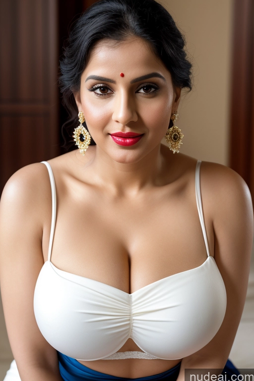 related ai porn images free for Woman One Huge Boobs Beautiful Lipstick Fairer Skin 40s Black Hair Slicked White Sari Cleavage Simple Close-up View