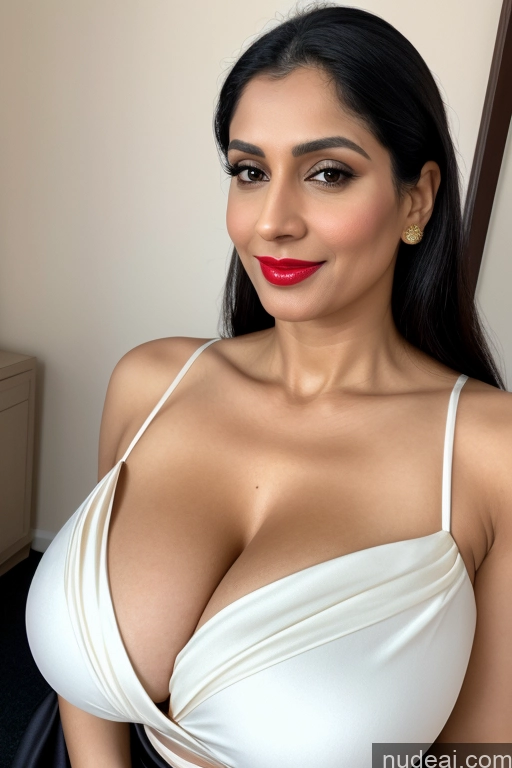 related ai porn images free for Woman One Huge Boobs Beautiful Lipstick Fairer Skin 40s Black Hair Slicked White Close-up View Sari Cleavage Simple