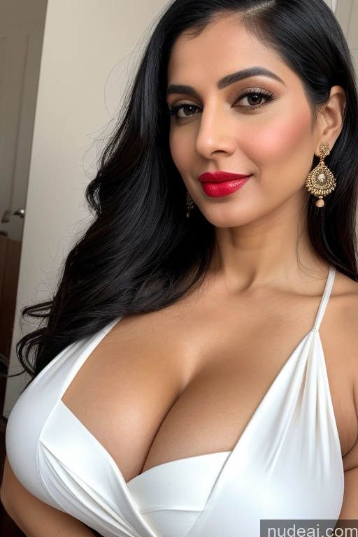 related ai porn images free for Woman One Huge Boobs Beautiful Lipstick Fairer Skin 40s Black Hair Slicked White Sari Cleavage Simple Close-up View