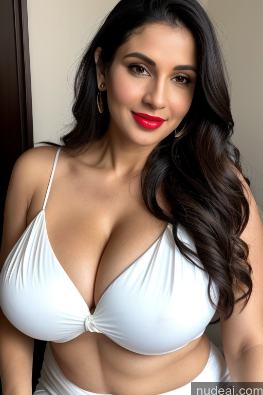 related ai porn images free for Woman One Huge Boobs Beautiful Lipstick Fairer Skin 40s Black Hair White Sari Cleavage Simple Bikini Close-up View