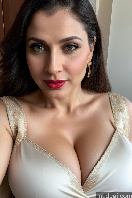 related ai porn images free for Woman One Huge Boobs Beautiful Lipstick Fairer Skin 40s Slicked White Close-up View Sari Cleavage