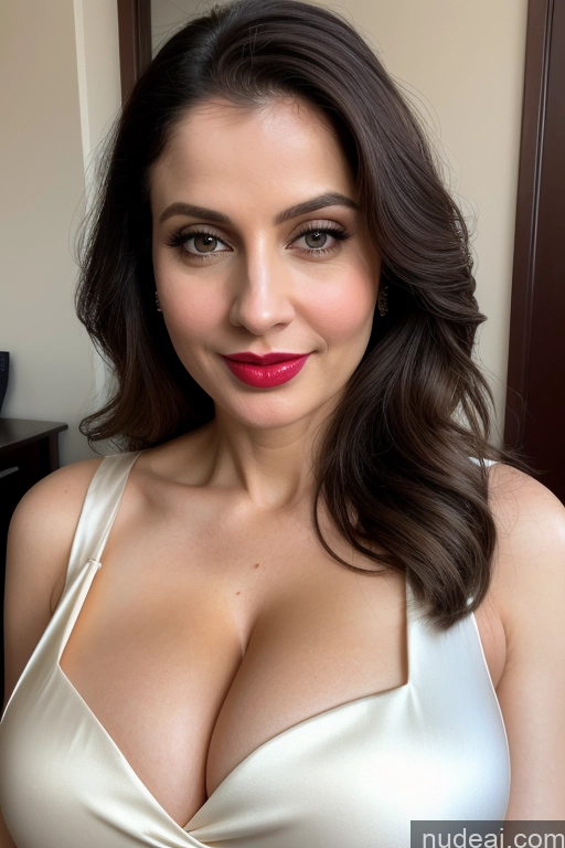 related ai porn images free for Woman One Huge Boobs Beautiful Lipstick Fairer Skin 40s Slicked White Close-up View Sari Cleavage