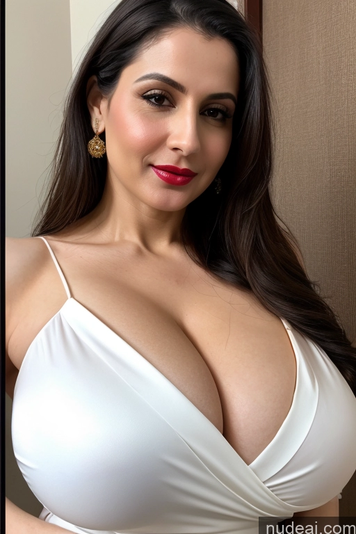 related ai porn images free for Woman One Huge Boobs Beautiful Lipstick Fairer Skin 40s Slicked White Close-up View Sari Cleavage