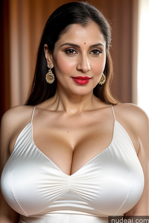 related ai porn images free for Woman One Huge Boobs Beautiful Lipstick Fairer Skin 40s Slicked White Close-up View Sari Cleavage