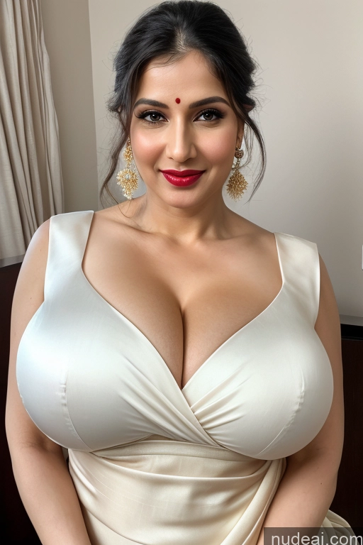 related ai porn images free for Woman One Huge Boobs Beautiful Lipstick Fairer Skin 40s White Close-up View Sari Cleavage