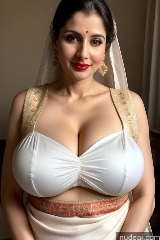 related ai porn images free for Woman One Huge Boobs Beautiful Lipstick Fairer Skin 40s White Close-up View Sari Cleavage