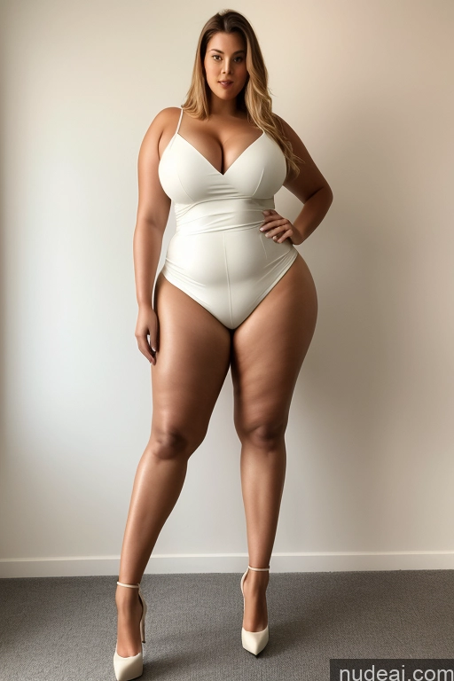 ai nude image of araffe woman in a white bodysuit posing for a picture pics of Tall Long Legs Chubby Big Hips Big Ass Beautiful Perfect Body Huge Boobs High Heels 18