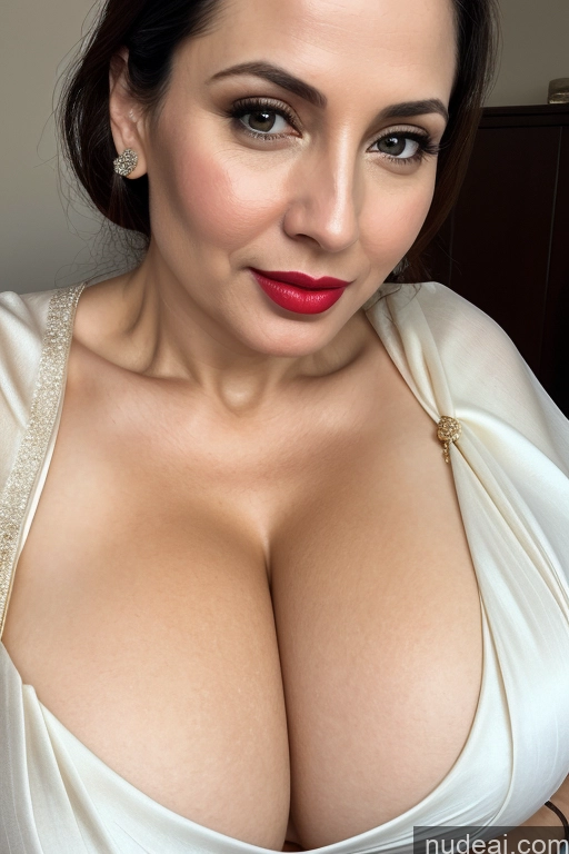 related ai porn images free for Woman One Huge Boobs Beautiful Lipstick Fairer Skin 40s Slicked White Close-up View Sari Cleavage Simple