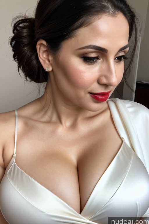 related ai porn images free for Woman One Huge Boobs Beautiful Lipstick Fairer Skin 40s Slicked White Close-up View Sari Cleavage Simple