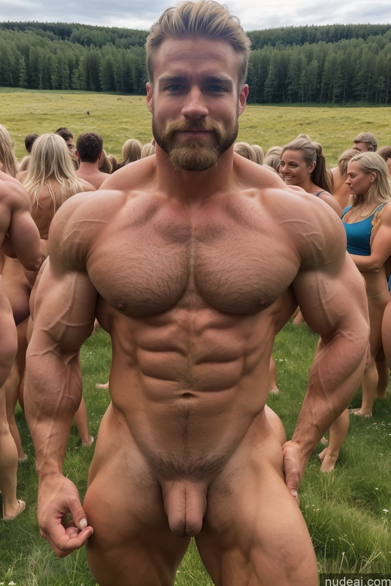 ai nude image of arafed man with a beard and a beardless body standing in a field pics of Hairy Women Pubic Hair Muscular Several 20s Scandinavian Bodybuilder Mirror Selfie Meadow Small Tits Busty