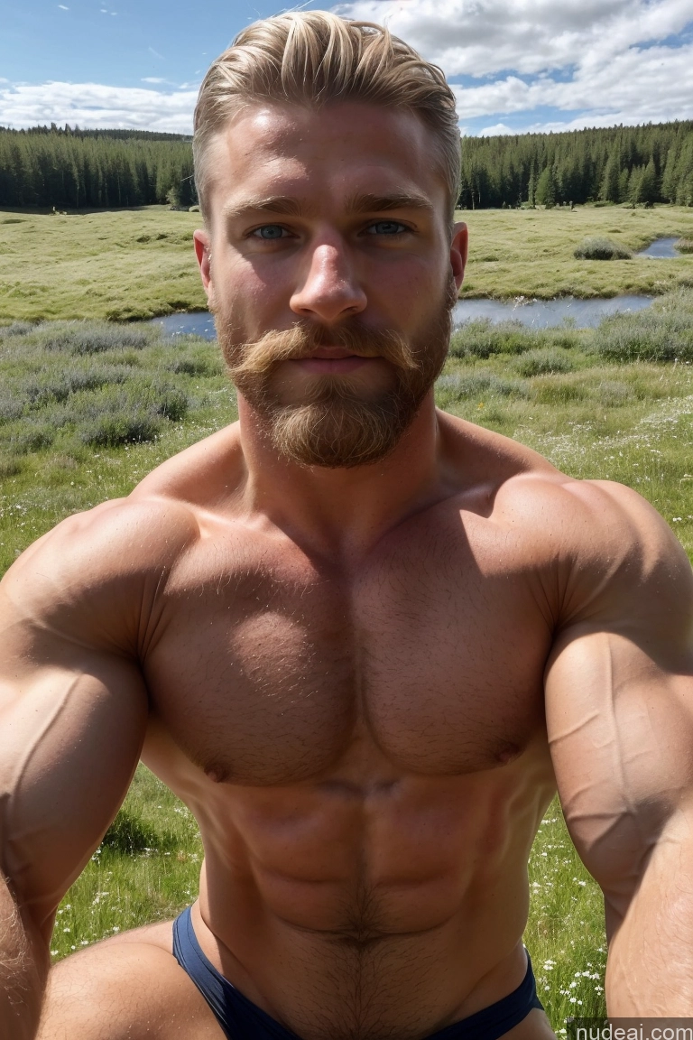 ai nude image of arafed man with a beard and a mustache in a field pics of Hairy Women Pubic Hair Muscular Several Bodybuilder 20s Scandinavian Mirror Selfie Meadow Perfect Boobs