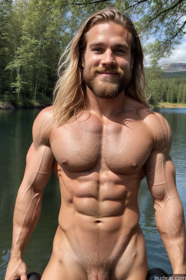 ai nude image of arafed man with long hair and a beard standing in front of a body of water pics of Hairy Women Pubic Hair Muscular Several Bodybuilder 20s Scandinavian Mirror Selfie Lake Perfect Boobs