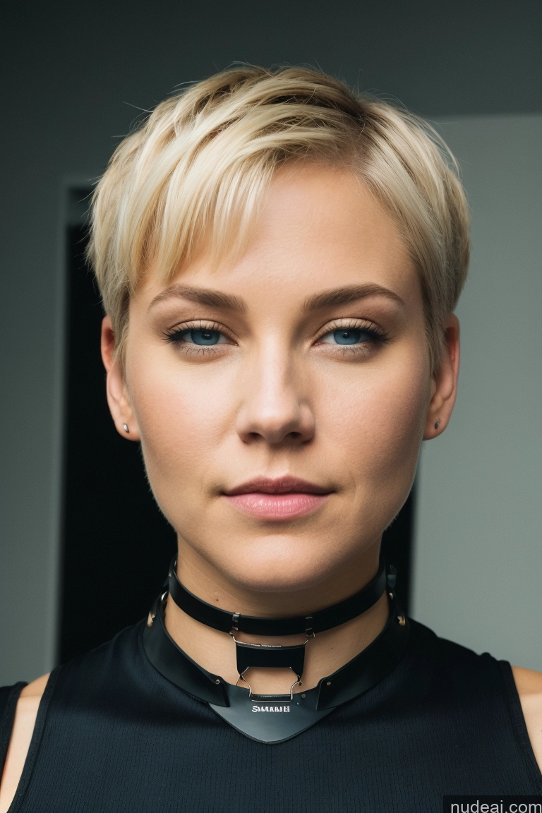 ai nude image of blond woman with a choke and collar around her neck pics of Athlete Big Hips Big Ass 40s Short Hair Scandinavian Cyberpunk Chubby Choker