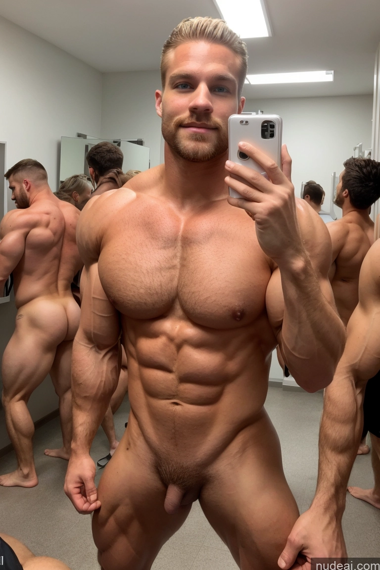 ai nude image of there is a man taking a picture of himself in the mirror pics of Hairy Women Pubic Hair Muscular Several Bodybuilder 20s Scandinavian Hospital Mirror Selfie Busty