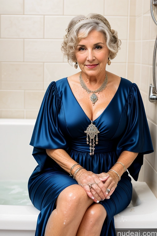 ai nude image of there is a woman sitting in a bathtub with a necklace on pics of Dress Medieval Milf Jewelry Bathing