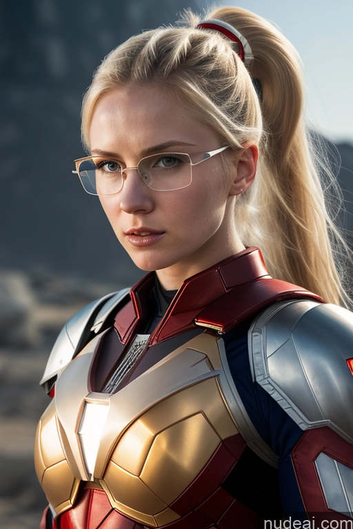 related ai porn images free for Superhero Mech Suit Fairer Skin Blonde Serious Glasses Ponytail Skinny