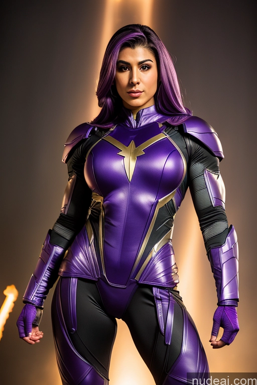 related ai porn images free for Superhero Mech Suit Muscular Middle Eastern Purple Hair Slicked