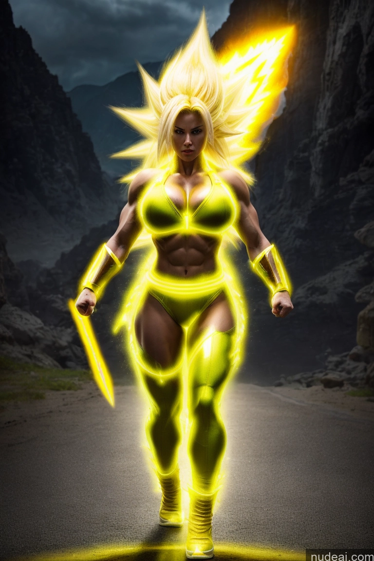 related ai porn images free for Super Saiyan 3 Busty Abs Powering Up Muscular Woman Super Saiyan Neon Lights Clothes: Yellow Martial Arts Science Fiction Style Knight