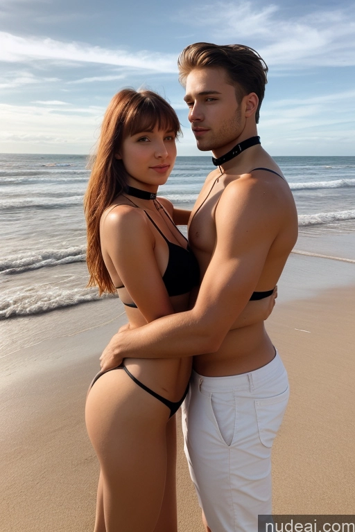 ai nude image of they are on the beach posing for a picture together pics of Woman + Man Skinny Small Ass Small Tits 18 Beach Bikini Choker Perfect Boobs Ginger Bangs White