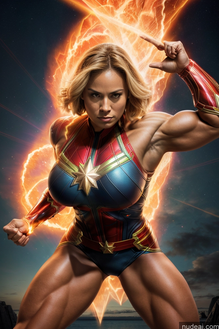 related ai porn images free for Muscular Abs Bodybuilder Captain Marvel Powering Up Science Fiction Style Huge Boobs Dynamic View Heat Vision