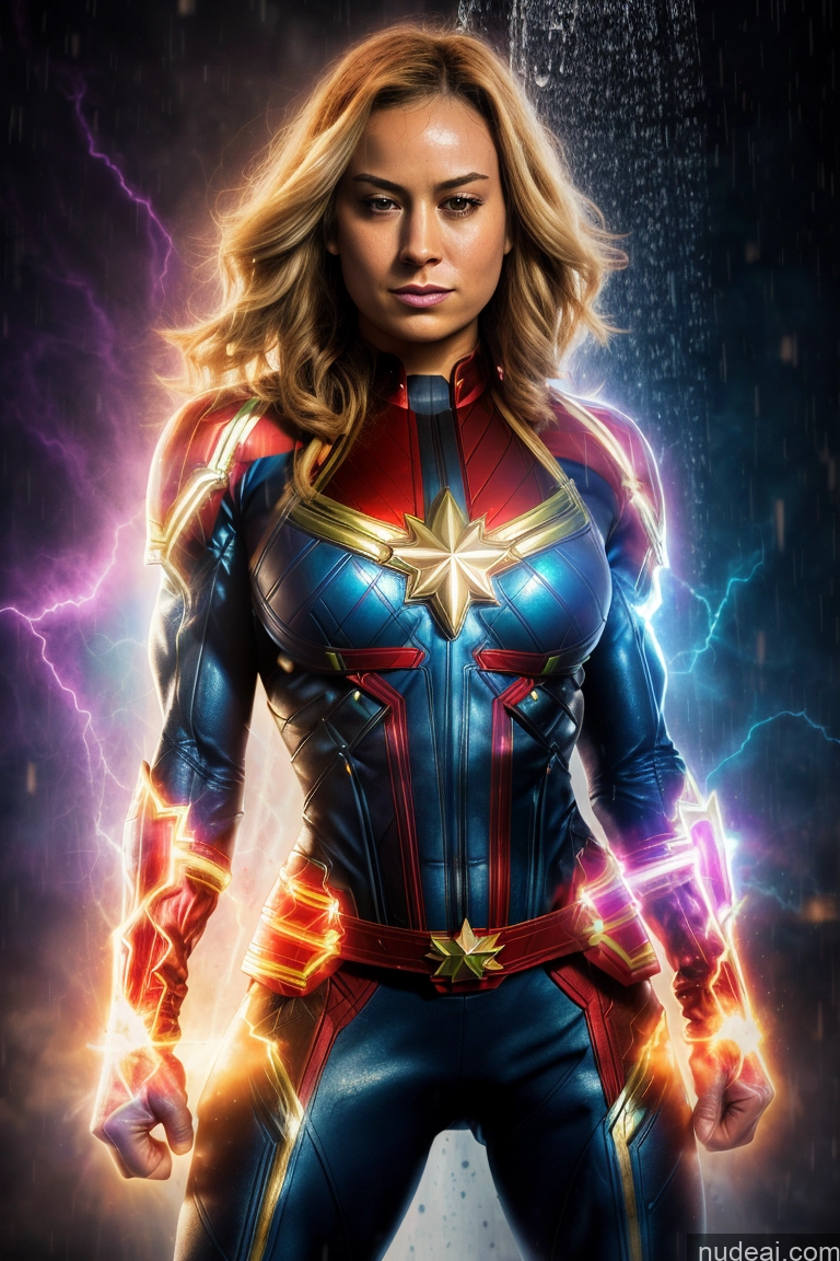 ai nude image of captain marvel is a female superhero in a suit with lightning pics of Muscular Abs Captain Marvel Powering Up Science Fiction Style Dynamic View Heat Vision Shower Busty