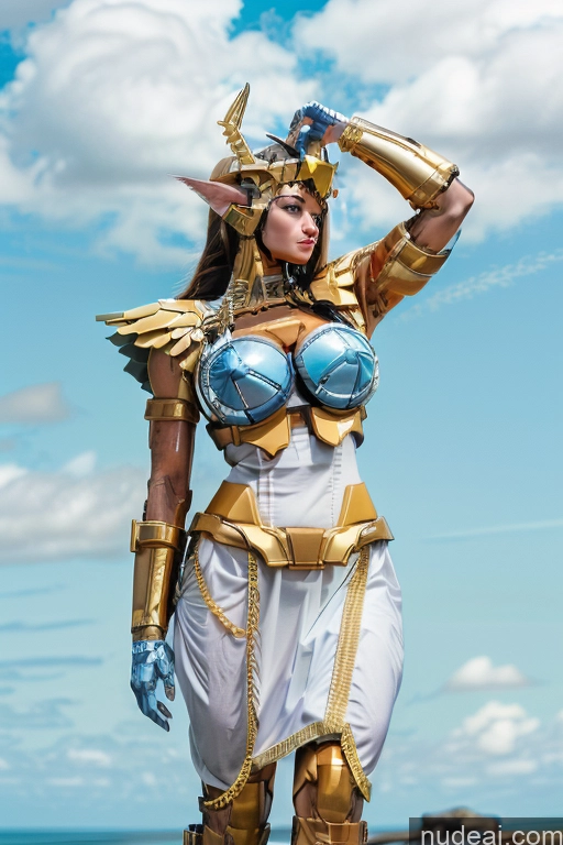 Woman Huge Boobs Muscular Abs Menstoga, White Robes, In White And Gold Costumem, Gold Headpiece, Gold Belt, Gold Chain SuperMecha: A-Mecha Musume A素体机娘 Fairer Skin Deep Blue Eyes REN: A-Mecha Musume A素体机娘 SSS: A-Mecha Musume A素体机娘 Mecha Musume + Gundam + Mecha Slider