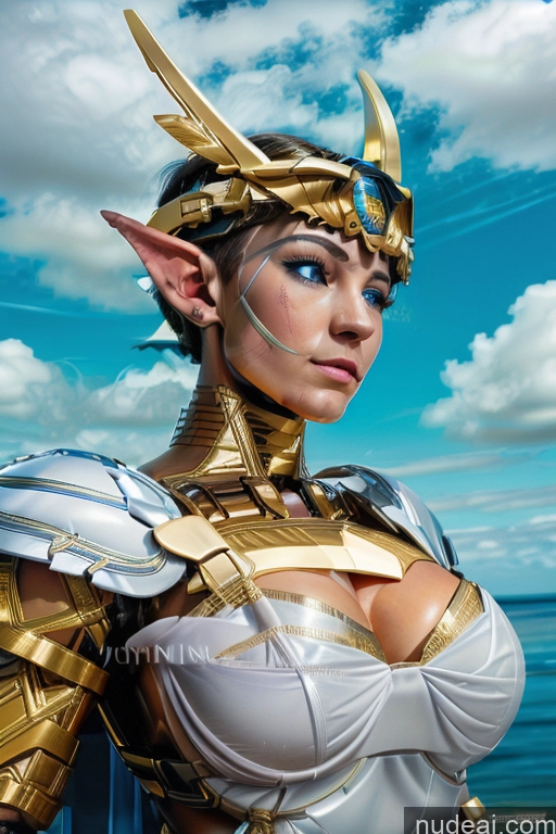 ai nude image of arafed woman in a costume with a gold helmet and horns pics of Woman Huge Boobs Muscular Abs Menstoga, White Robes, In White And Gold Costumem, Gold Headpiece, Gold Belt, Gold Chain SuperMecha: A-Mecha Musume A素体机娘 Fairer Skin Deep Blue Eyes REN: A-Mecha Musume A素体机娘 SSS: A-Mecha Musume A素体机娘