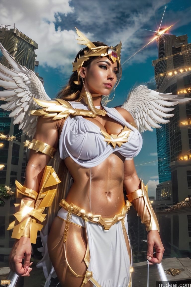 related ai porn images free for Muscular Abs Superhero Captain Marvel Batwoman Hawkgirl Mary Thunderbolt Spider-Gwen Busty Powering Up Power Rangers Captain Planet Superheroine SuperMecha: A-Mecha Musume A素体机娘 Menstoga, White Robes, In White And Gold Costumem, Gold Headpiece, Gold Belt, Gold Chain Huge Boobs Perfect Boobs Science Fiction Style Space Dynamic View Heat Vision