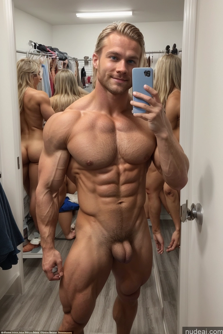 ai nude image of a man with a muscular body taking a selfie in a mirror pics of Pubic Hair Hairy Women Muscular Bodybuilder Several Scandinavian Mirror Selfie Changing Room Perfect Boobs