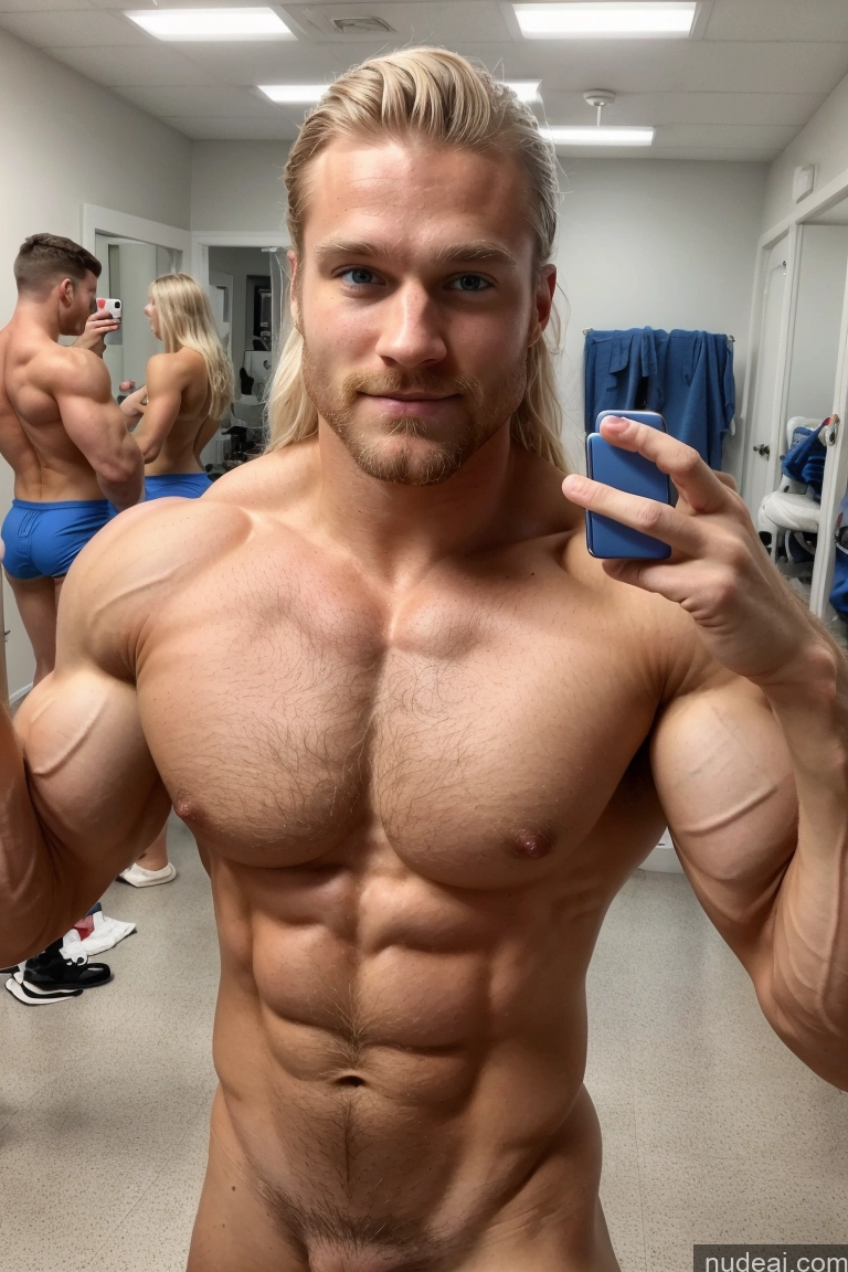 ai nude image of there is a man that is standing in a mirror with a cell phone pics of Pubic Hair Hairy Women Muscular Bodybuilder 20s Scandinavian Several Mirror Selfie Hospital Perfect Boobs