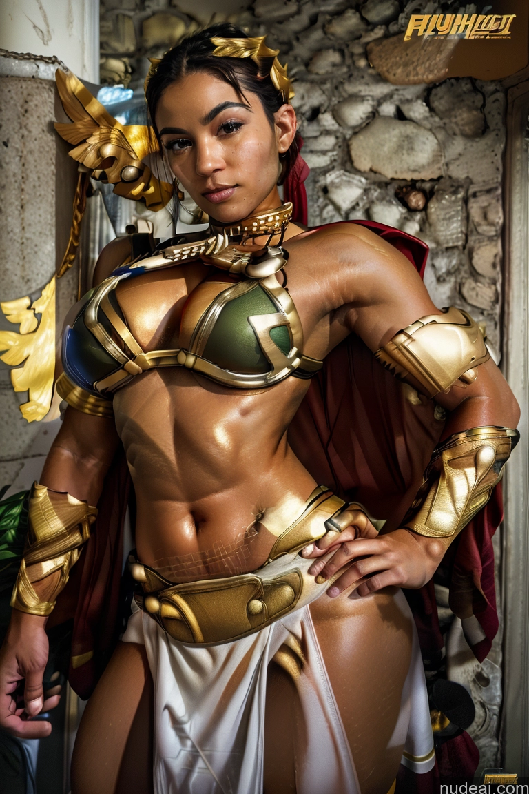 ai nude image of arafed woman in a costume posing for a picture pics of Muscular Superhero Slavekini, Aka Slave Leia Outfit Powering Up Captain Marvel Abs Menstoga, White Robes, In White And Gold Costumem, Gold Headpiece, Gold Belt, Gold Chain Busty Perfect Boobs Bodybuilder SuperMecha: A-Mecha Musume A素体机娘