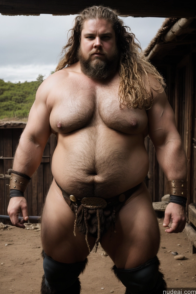 ai nude image of arafed man with a beard and a beardless body standing in a barn pics of Bodybuilder Big Hips Chubby Thick Fat Pubic Hair Busty Cyberpunk Viking Tribal