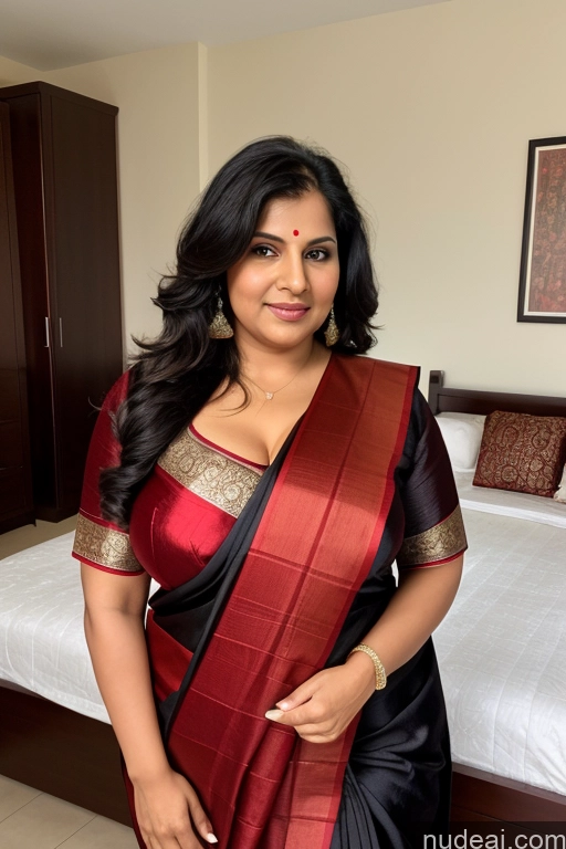 related ai porn images free for Milf One Busty Thick Chubby Big Hips 30s Sexy Face Black Hair Straight Indian Bedroom Front View Sari