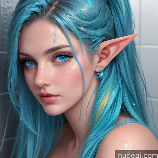 related ai porn images free for Two Perfect Boobs Oiled Body Shower Rainbow Haired Girl Long Hair Deep Blue Eyes Sexy Face