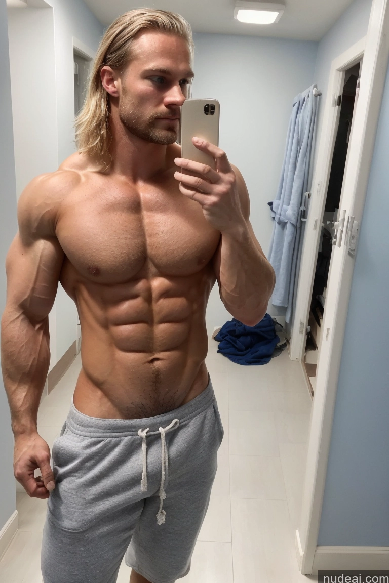 ai nude image of arafed man taking a selfie in a mirror in a bathroom pics of Hairy Women Pubic Hair Muscular 20s Several Scandinavian Bodybuilder Hospital Mirror Selfie Perfect Boobs