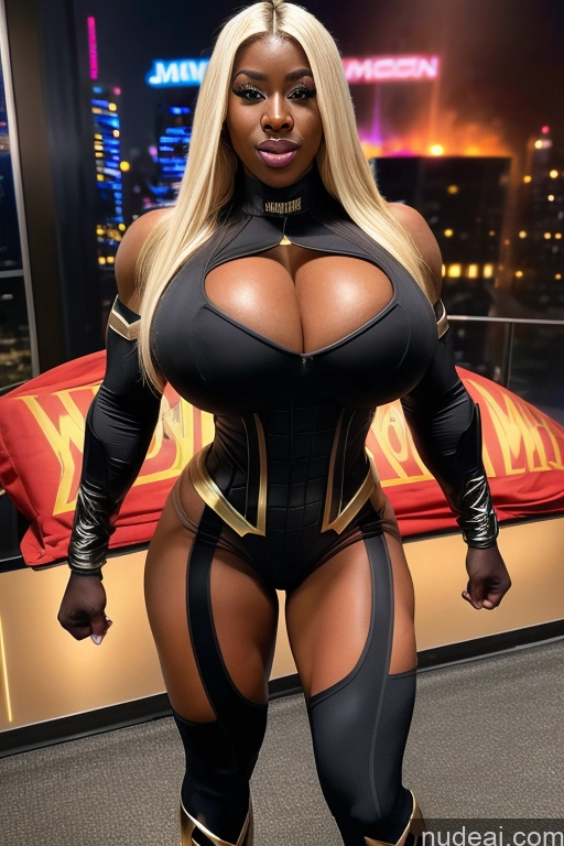 related ai porn images free for Bimbo Superhero Muscular Thick Huge Boobs Dark Skin