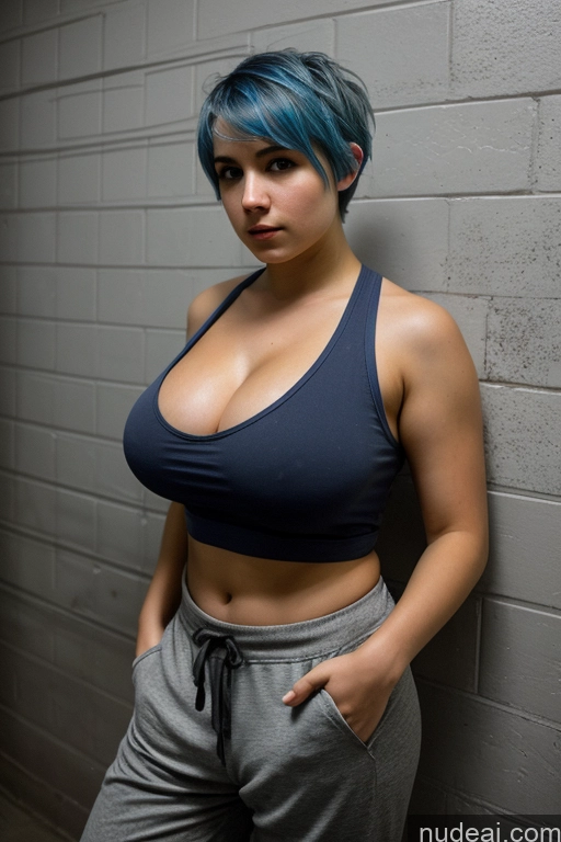 related ai porn images free for Dark Lighting Pixie Blue Hair 18 Sad Prison Huge Boobs Harem Pants Tank Top