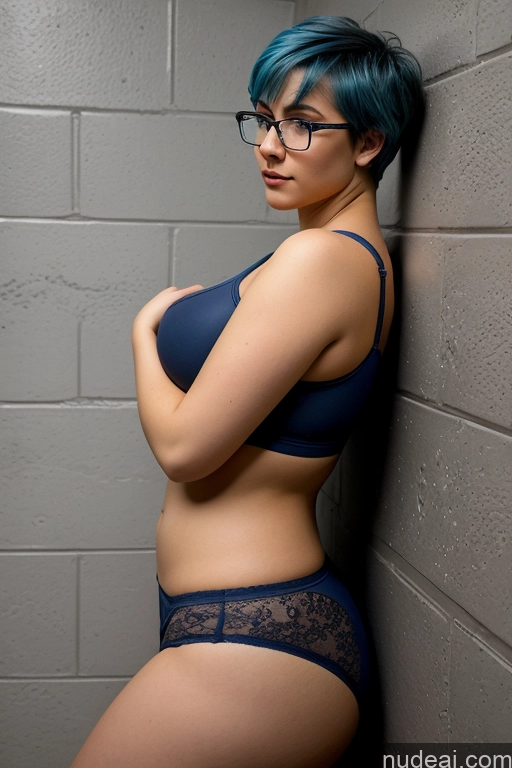 related ai porn images free for Dark Lighting Pixie Blue Hair 18 Prison Shirt Panties Back View Big Hips Big Ass Glasses Busty