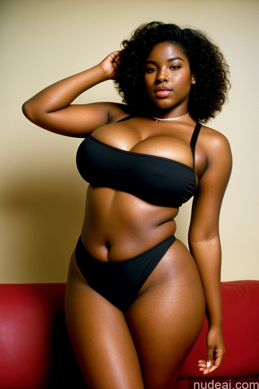 ai nude image of there is a woman in a black bikini posing on a red couch pics of 18 Huge Boobs Big Hips Big Ass African 80s Bikini Vintage Couch Thick