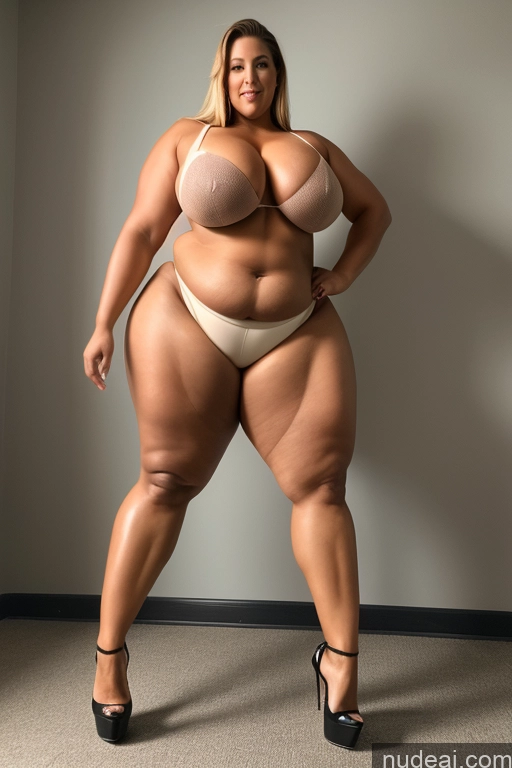 ai nude image of araffe woman in a white bikini posing for a picture pics of Big Hips Big Ass Long Legs Tall High Heels Chubby Muscular Fat Thick Abs Huge Boobs