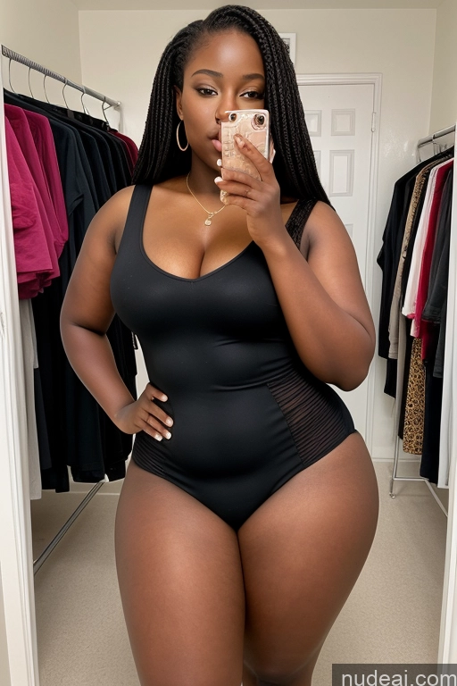 ai nude image of there is a woman taking a selfie in a black bodysuit pics of African Big Ass Big Hips Dress 18 Changing Room Thick