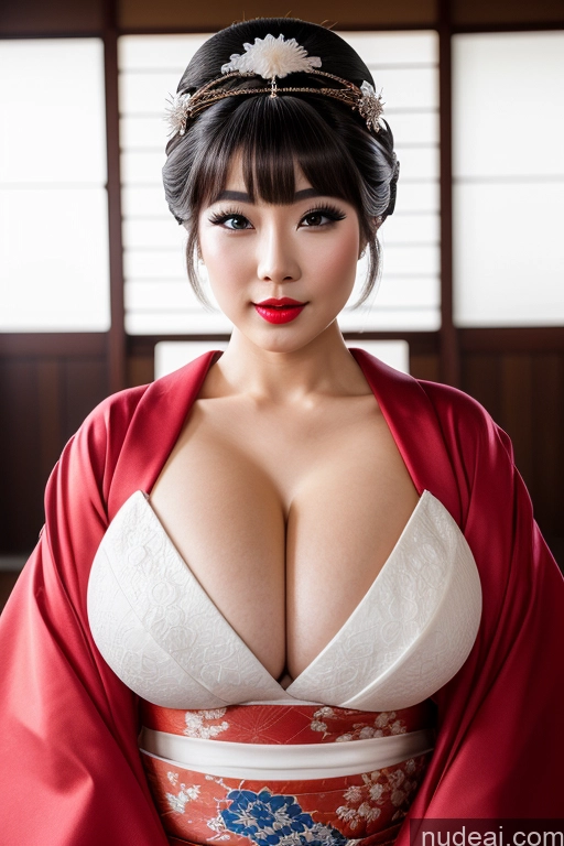 ai nude image of araffe asian woman in kimono dress with large breast pics of Huge Boobs Perfect Boobs Beautiful Lipstick Big Hips Fairer Skin Black Hair Sexy Face Detailed Bright Lighting 20s Short Hair Busty Geisha