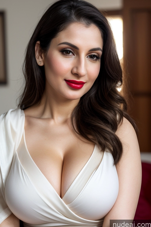 related ai porn images free for Woman One Huge Boobs Beautiful Lipstick Fairer Skin 30s Slicked White Close-up View Sari Simple Cleavage