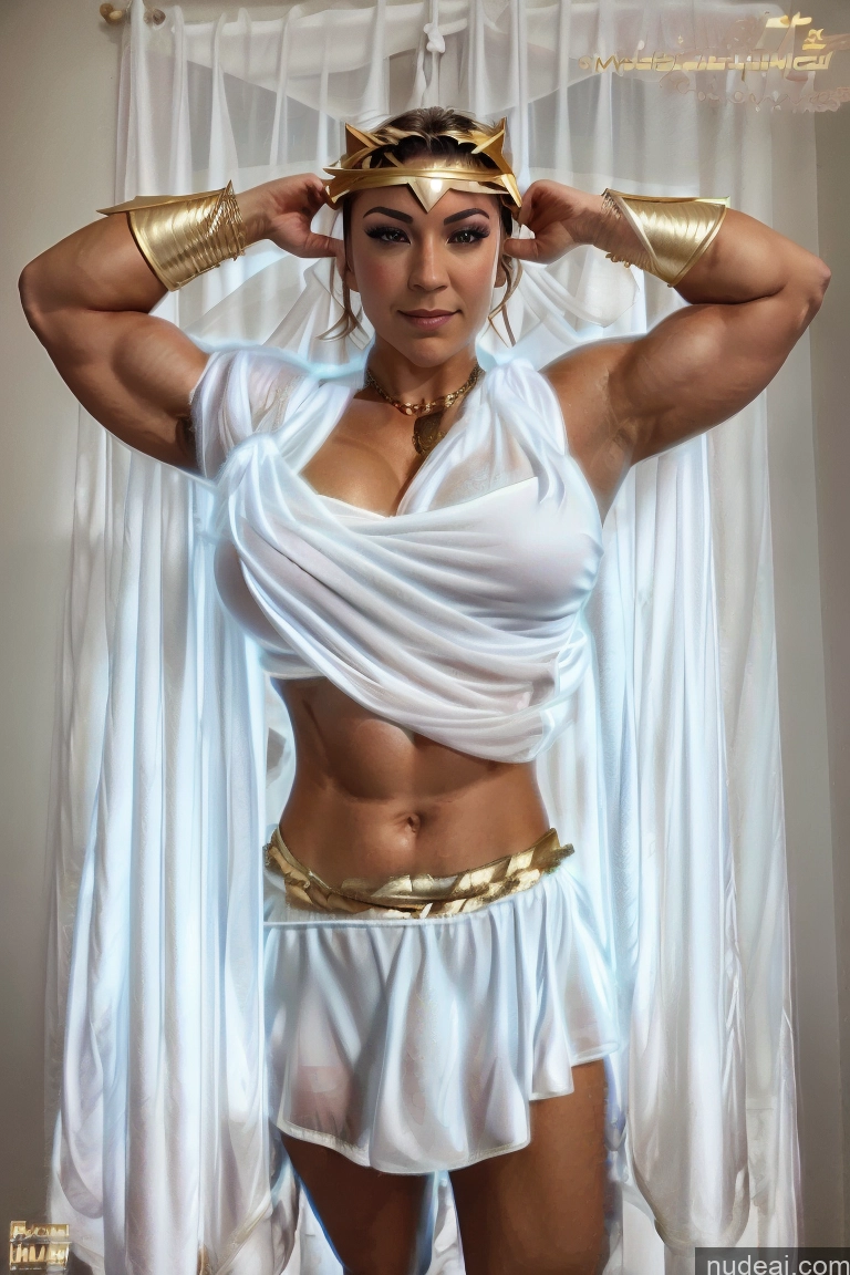 Bodybuilder Huge Boobs Muscular Abs Menstoga, White Robes, In White And Gold Costumem, Gold Headpiece, Gold Belt, Gold Chain Batwoman Captain Marvel Black Cat Spider-Gwen Powering Up Busty Perfect Boobs Neon Lights Clothes: Blue Mary Thunderbolt Deep Blue Eyes WhiteHairBlueEye