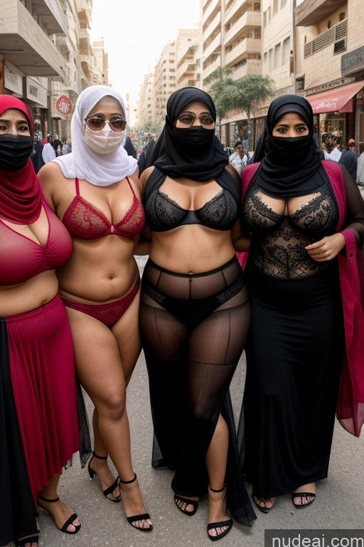 ai nude image of three women in black and red lingersuits and masks on a street pics of Arabic Niqab Lingerie 50s Thick Big Ass Big Hips Transparent Street Several