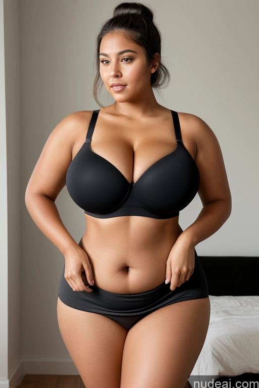 ai nude image of araffe woman in a black bra and black panties posing for a picture pics of Woman Huge Boobs Perfect Boobs Big Ass Thick Big Hips Fat Perfect Body 18 Black Hair Czech Tanned Skin Hair Bun Micro Skirt Bra